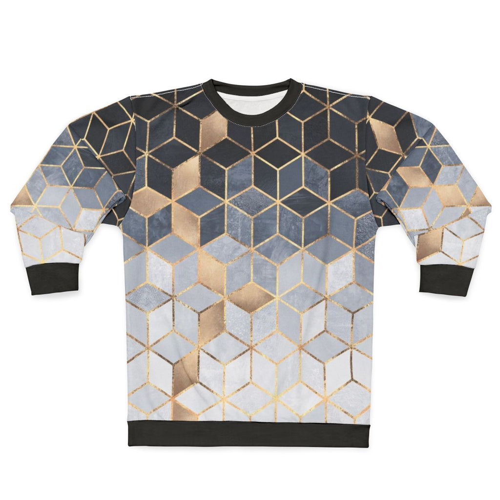 Blue gradient cubes geometric abstract design sweatshirt
