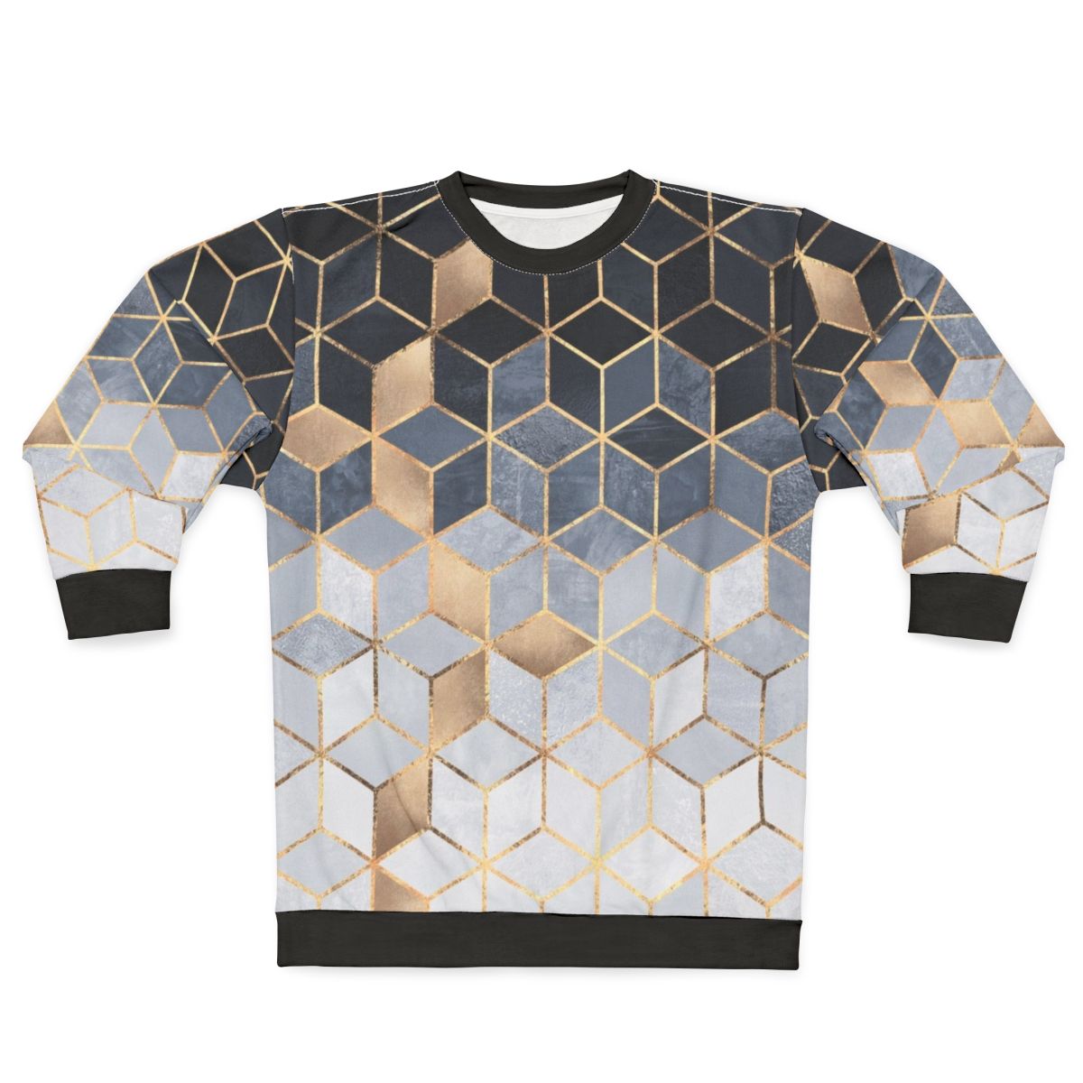 Blue gradient cubes geometric abstract design sweatshirt