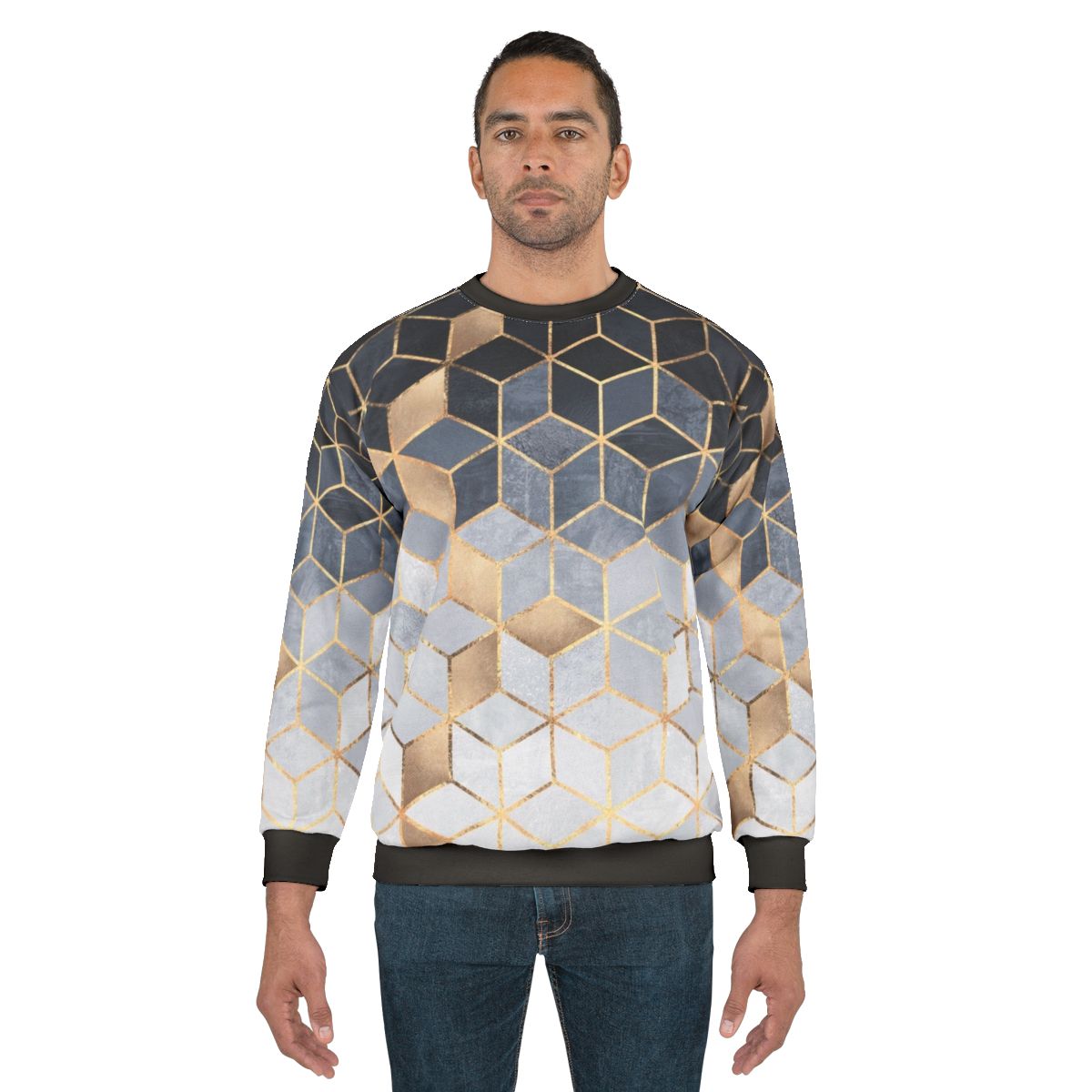 Blue gradient cubes geometric abstract design sweatshirt