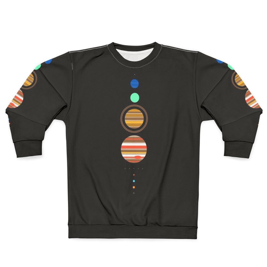 Solar system sweatshirt with minimalist planet and star design
