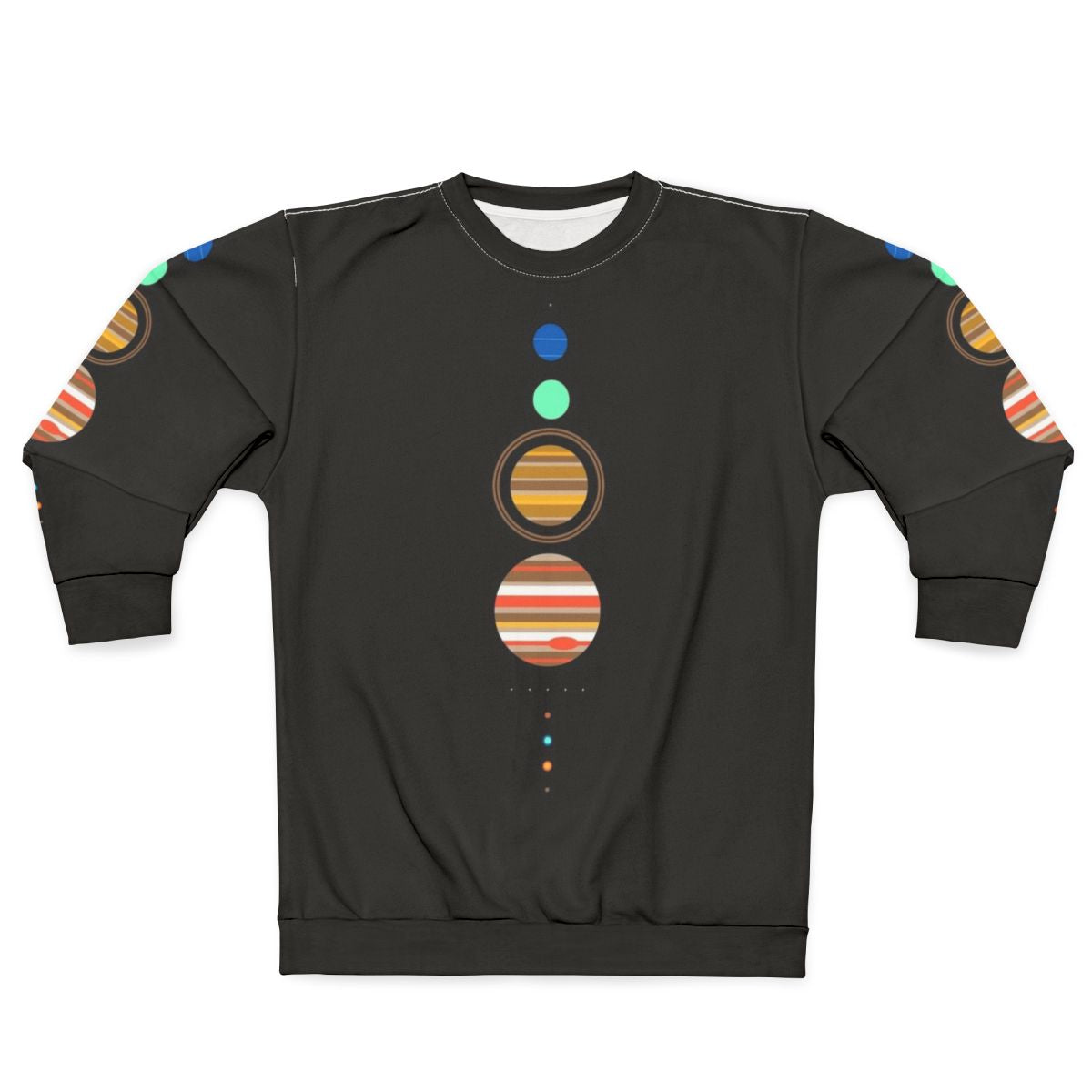 Solar system sweatshirt with minimalist planet and star design