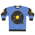Cosmic Vinyl Record Sweatshirt with Solar System Design