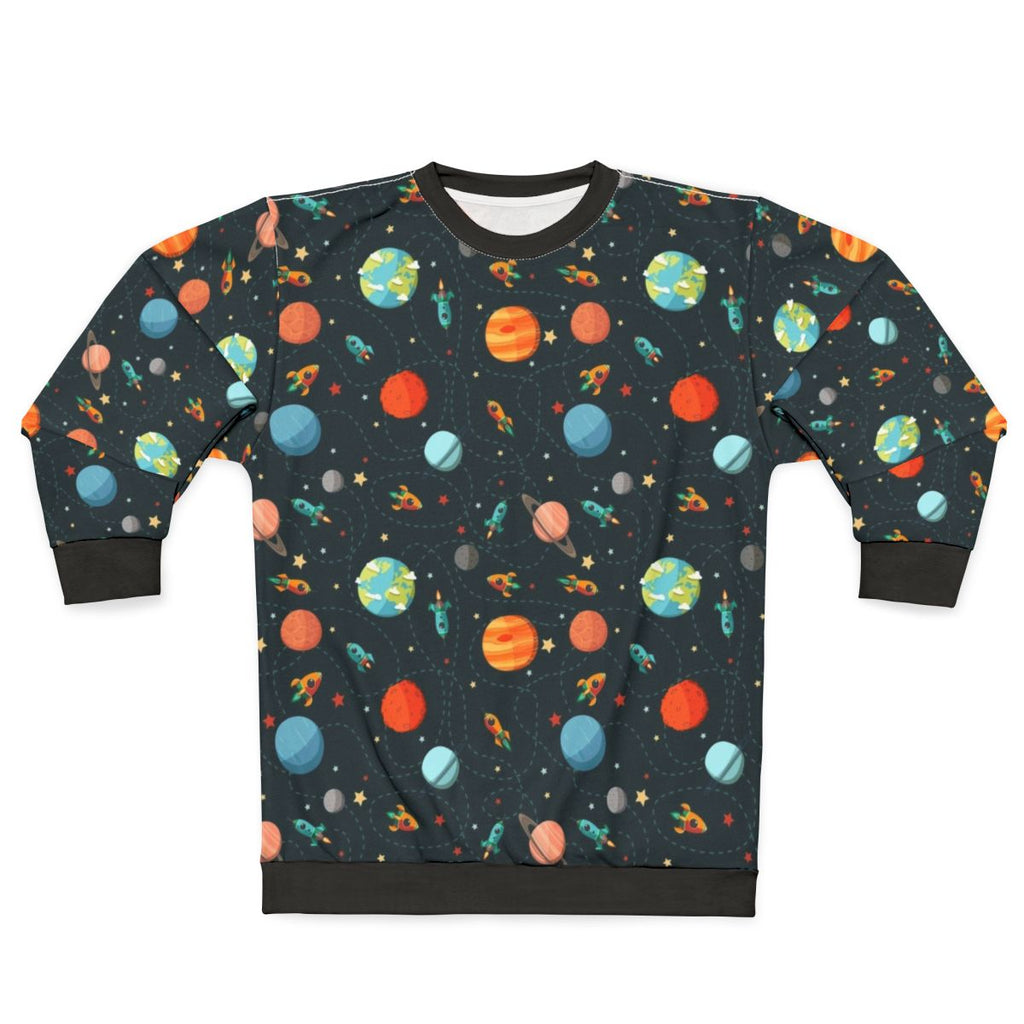 Space Adventure Sweatshirt featuring a vibrant cosmic design