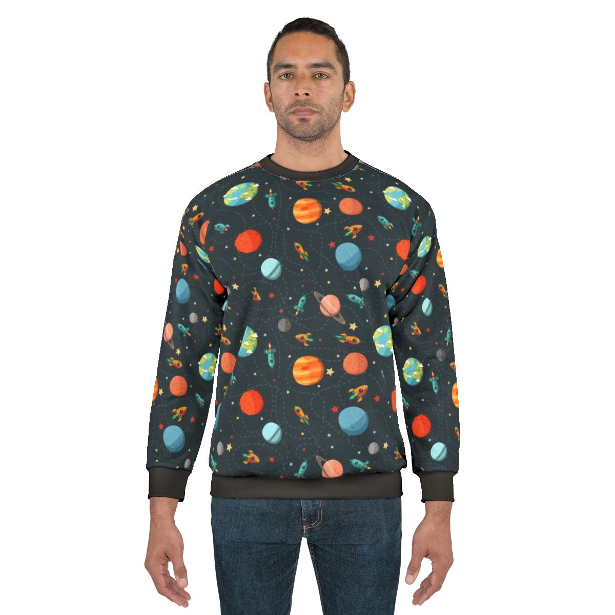 Space Adventure Sweatshirt featuring a vibrant cosmic design