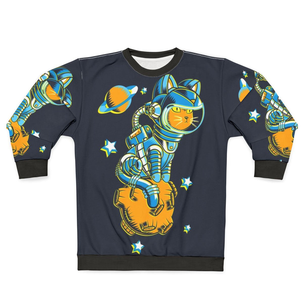 Cosmic Cat Space Sweatshirt - Feline Space Explorer Apparel