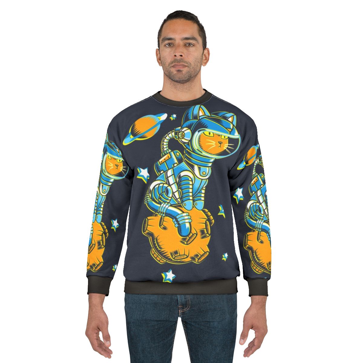 Cosmic Cat Space Sweatshirt - Feline Space Explorer Apparel