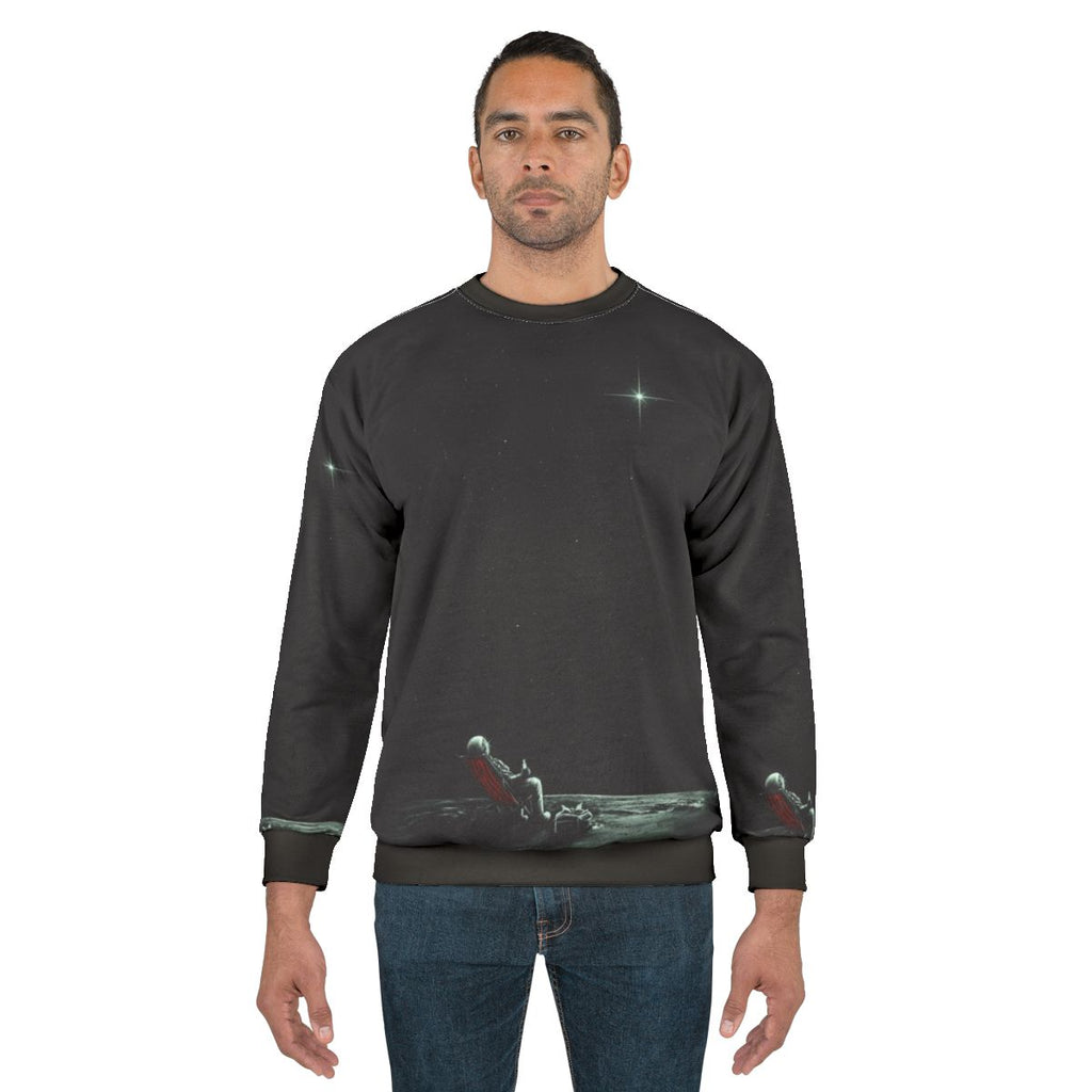 Cosmic Chill Space Sweatshirt with abstract night sky and galaxy design