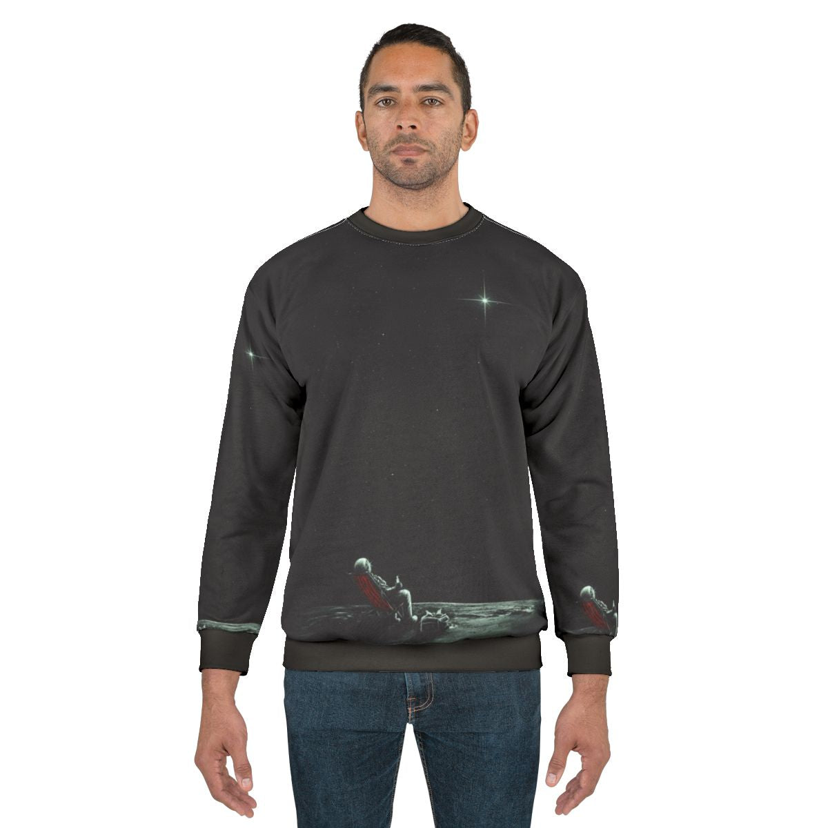 Cosmic Chill Space Sweatshirt with abstract night sky and galaxy design