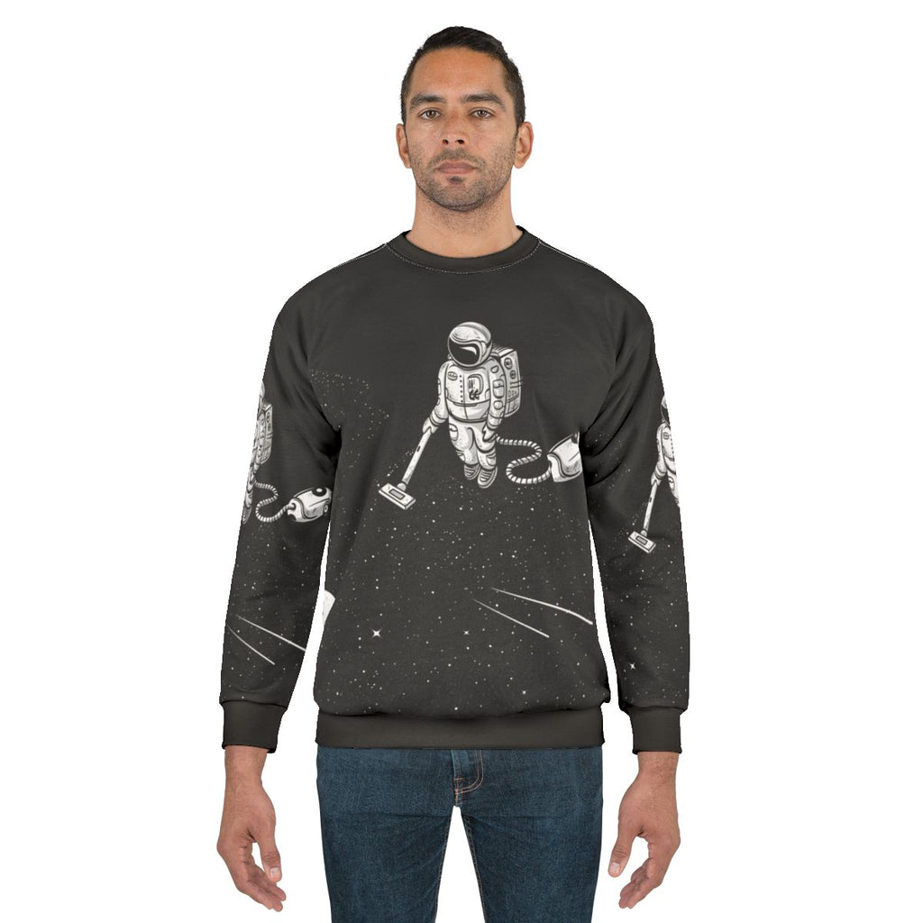 Space Cleaner Sweatshirt with Astronaut Graphic