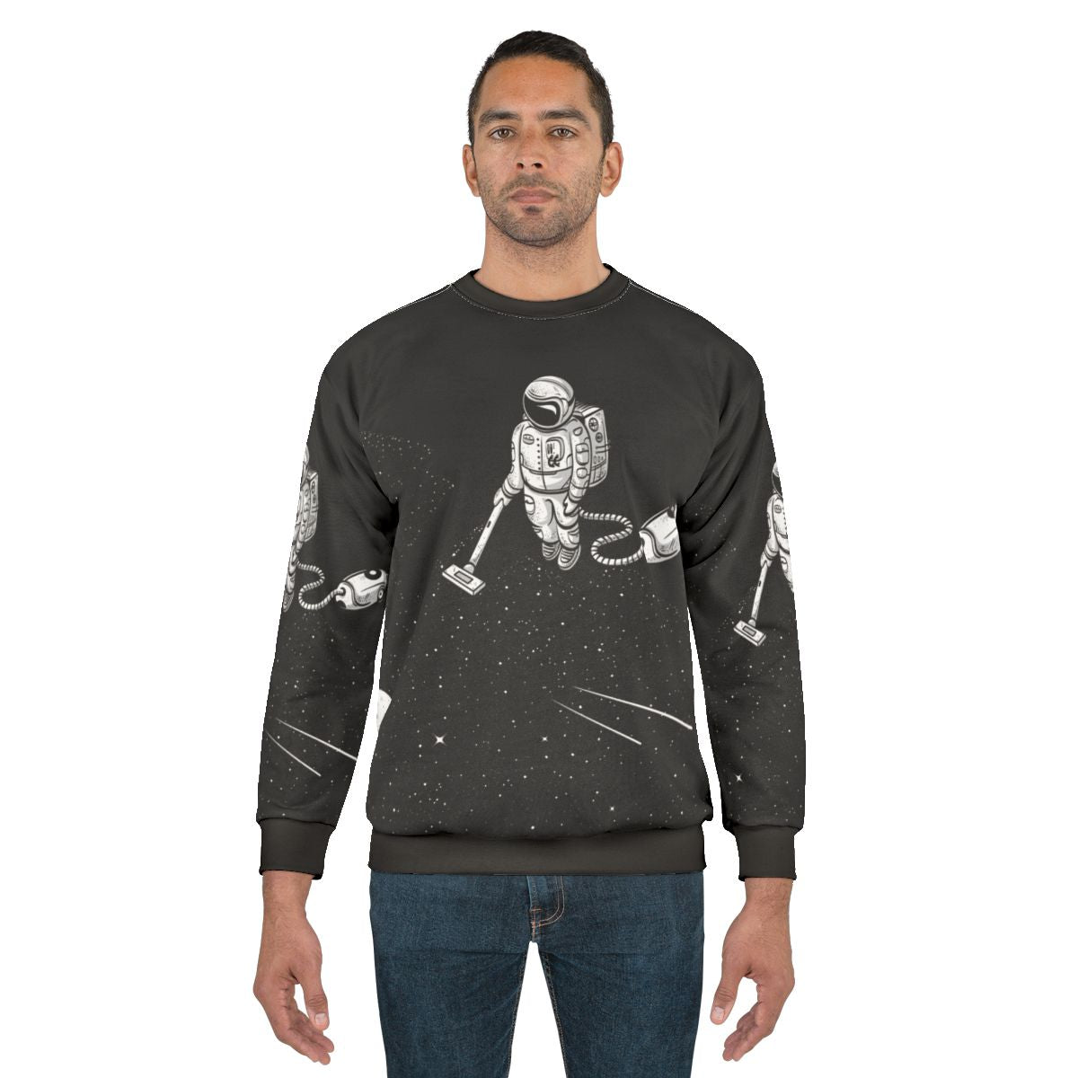 Space Cleaner Sweatshirt with Astronaut Graphic