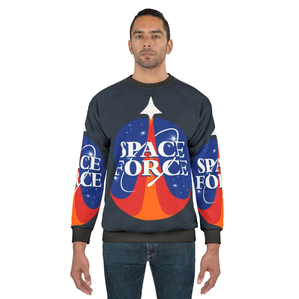 Space Force Space Is Hard Sweatshirt with Vintage Galaxy Print
