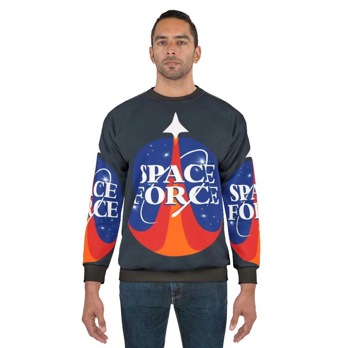 Space Force Space Is Hard Sweatshirt with Vintage Galaxy Print