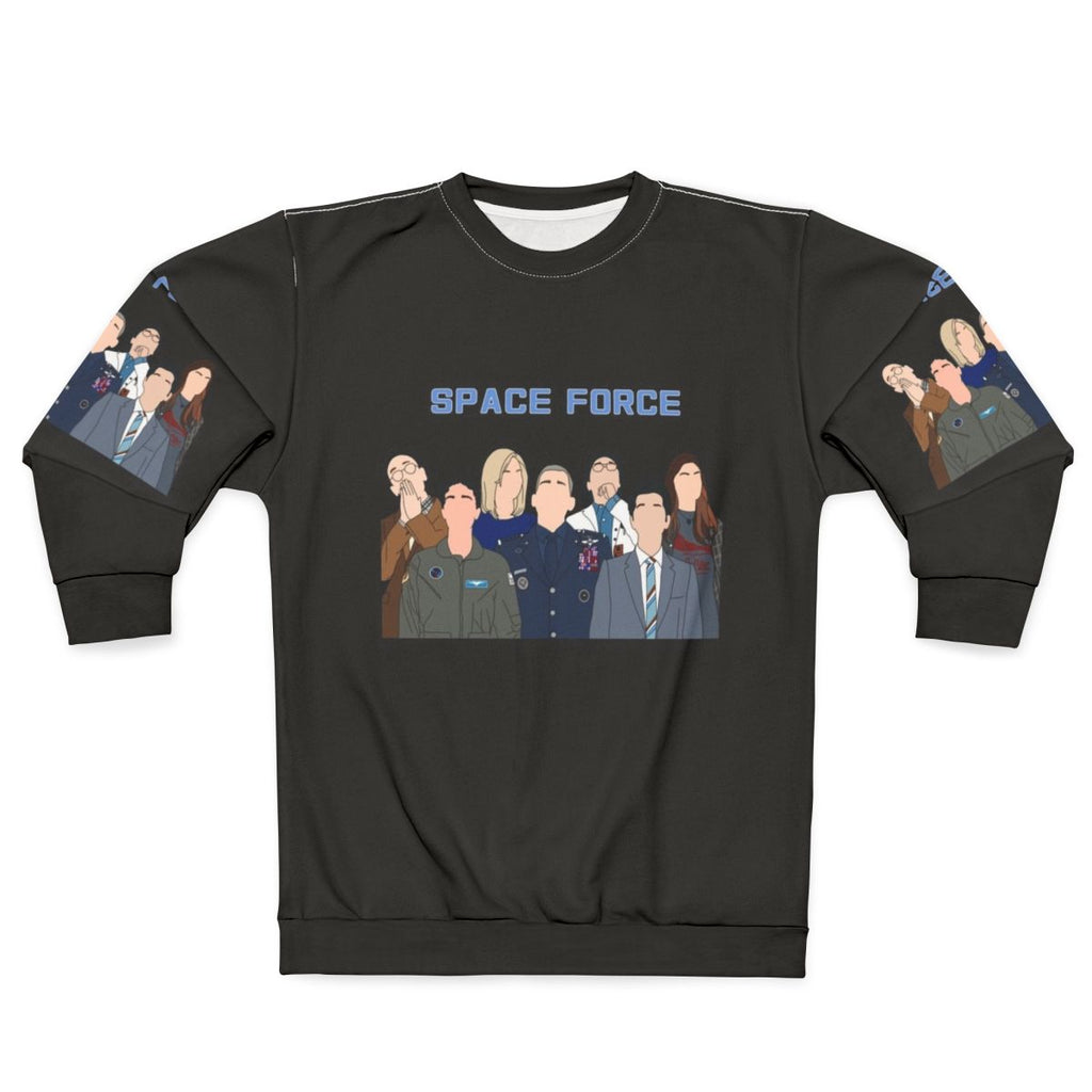 Space Force Sweatshirt with Moon and Astronaut Graphics