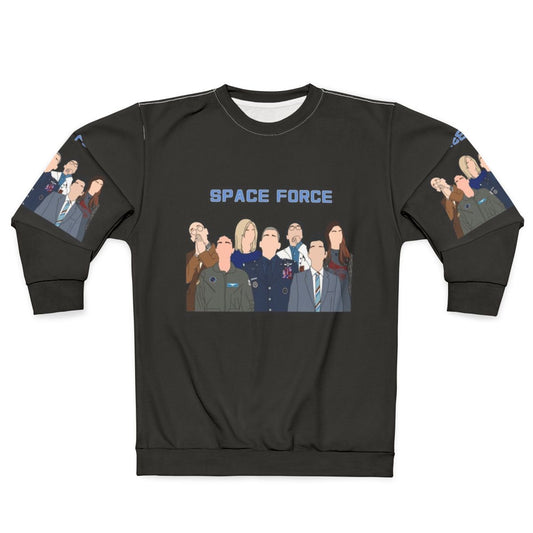 Space Force Sweatshirt with Moon and Astronaut Graphics