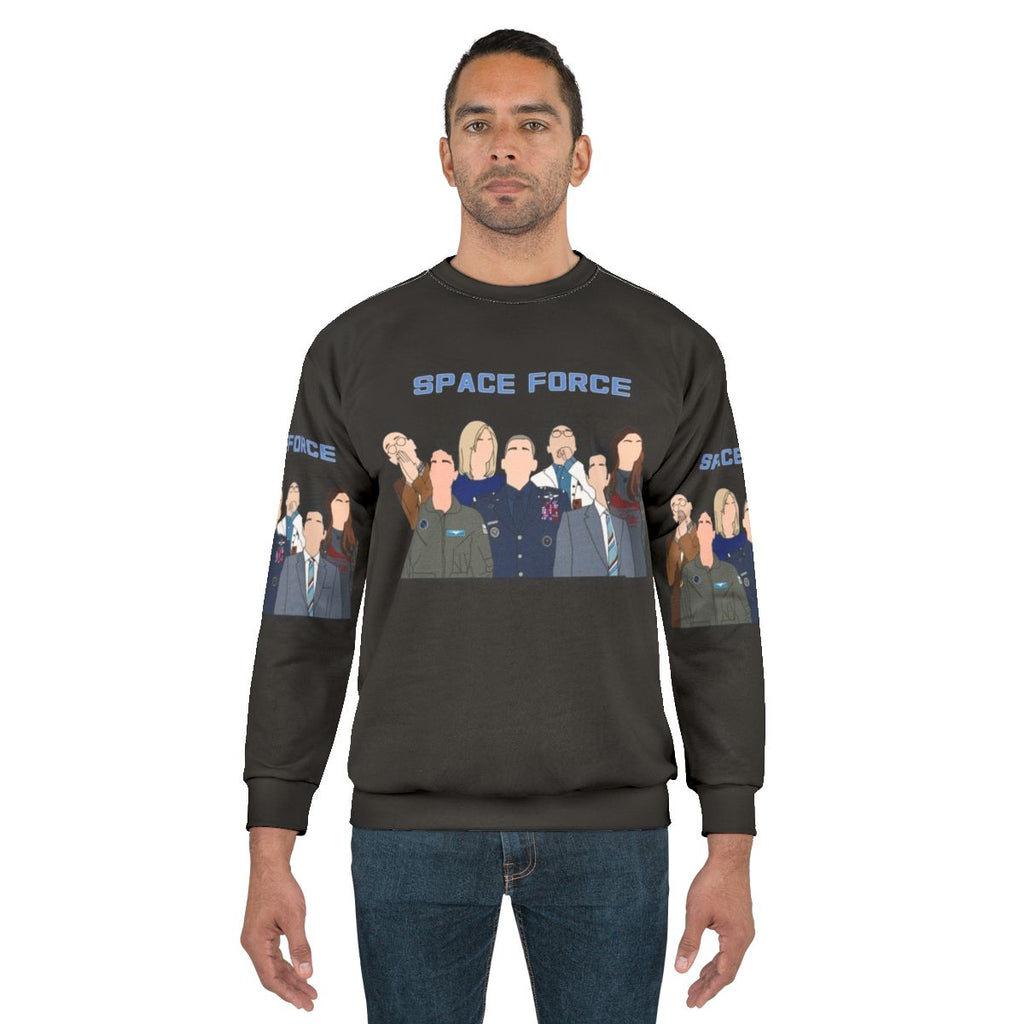 Space Force Sweatshirt with Moon and Astronaut Graphics