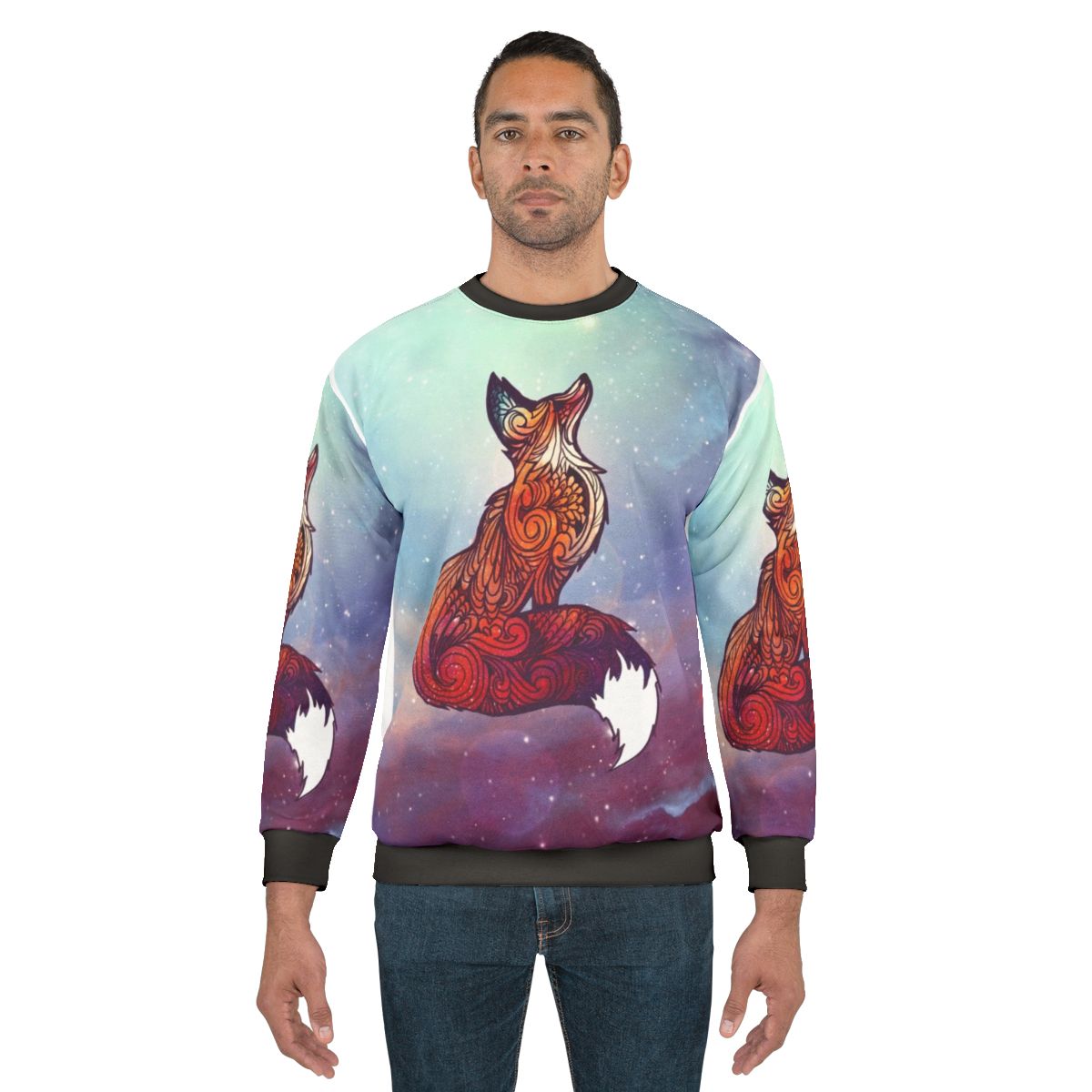 Space fox sweatshirt with nebula and galaxy design