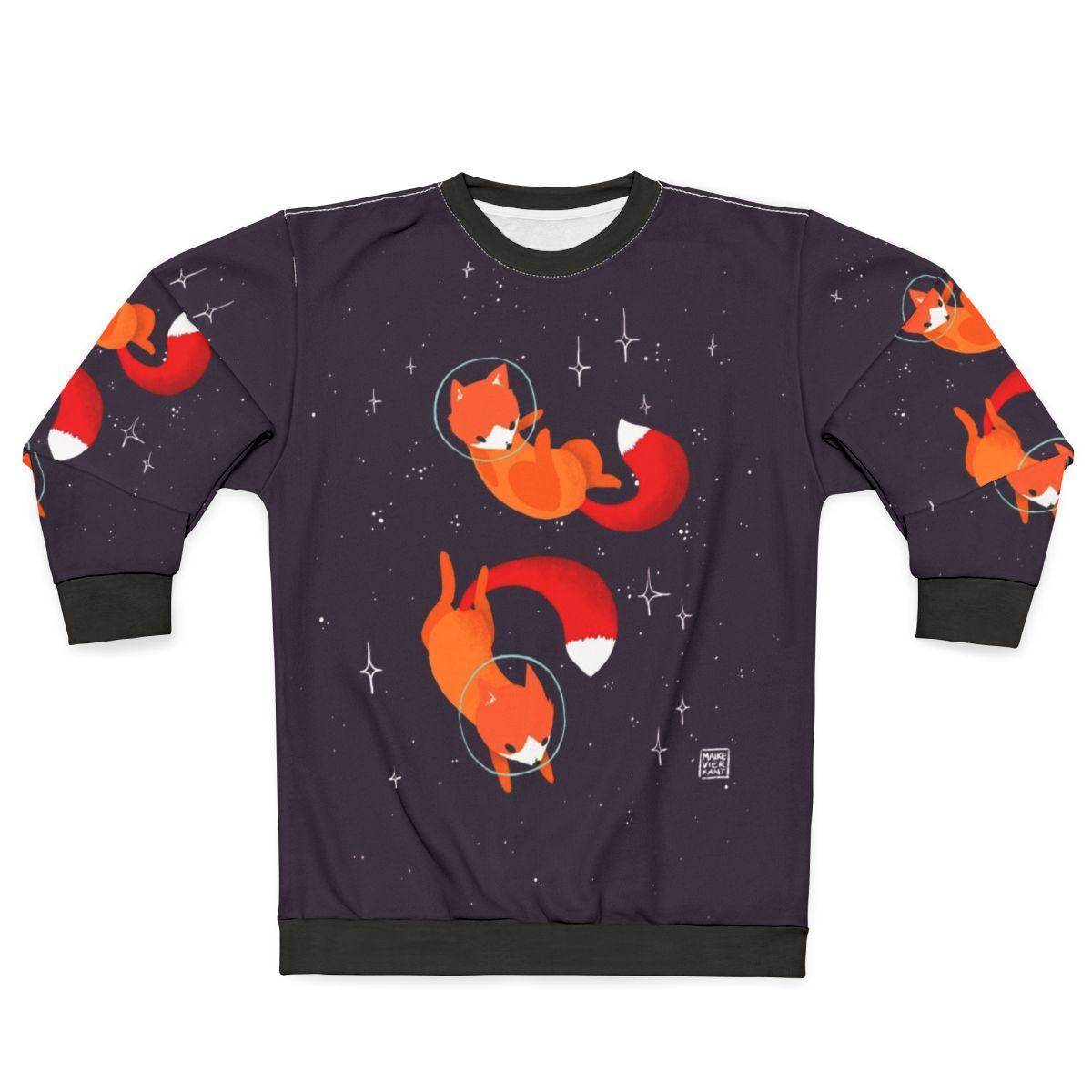 Space Foxes Sweatshirt with Digital Illustration