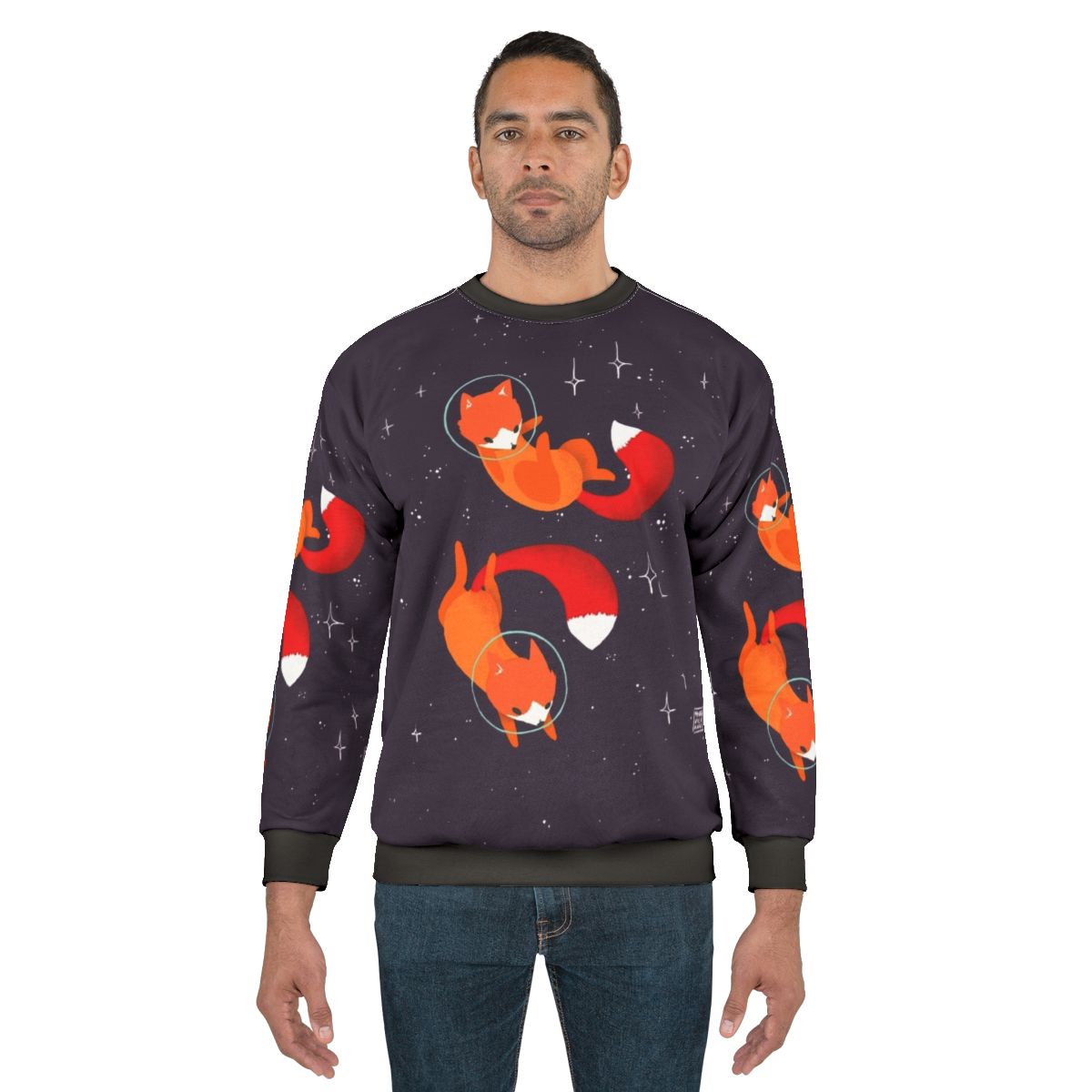 Space Foxes Sweatshirt with Digital Illustration