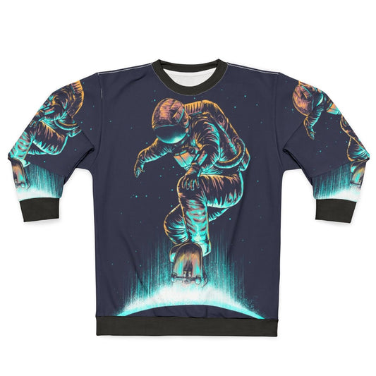 Space Grind Sweatshirt - Futuristic Skater Astronaut Abstract Design