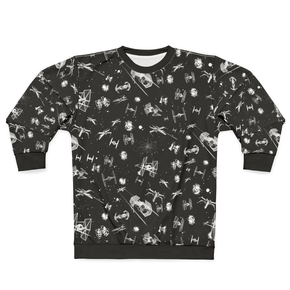 Cosmic Spaceship Battle Sweatshirt featuring space battle scene with spaceships