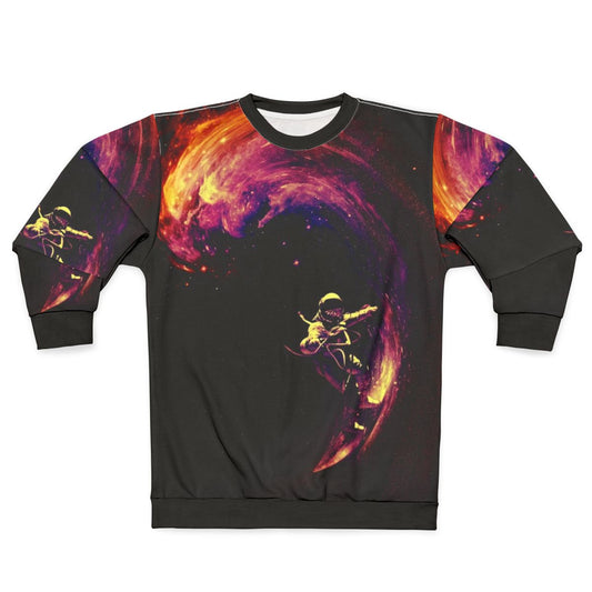 Cosmic Surfing Space Sweatshirt with Intergalactic Design