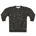 Stylish space-themed sweatshirt with galaxy and cosmic patterns