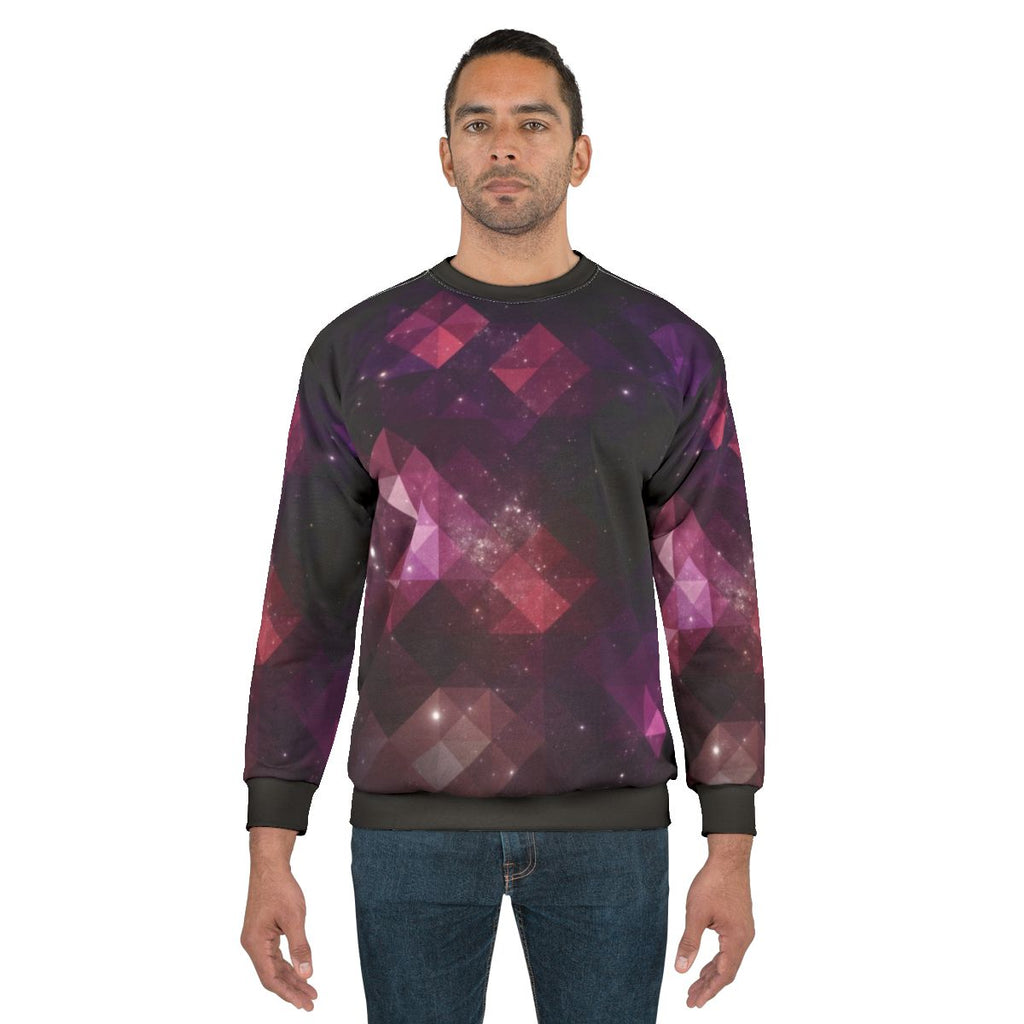 Cosmic space sweatshirt with geometric galaxy design