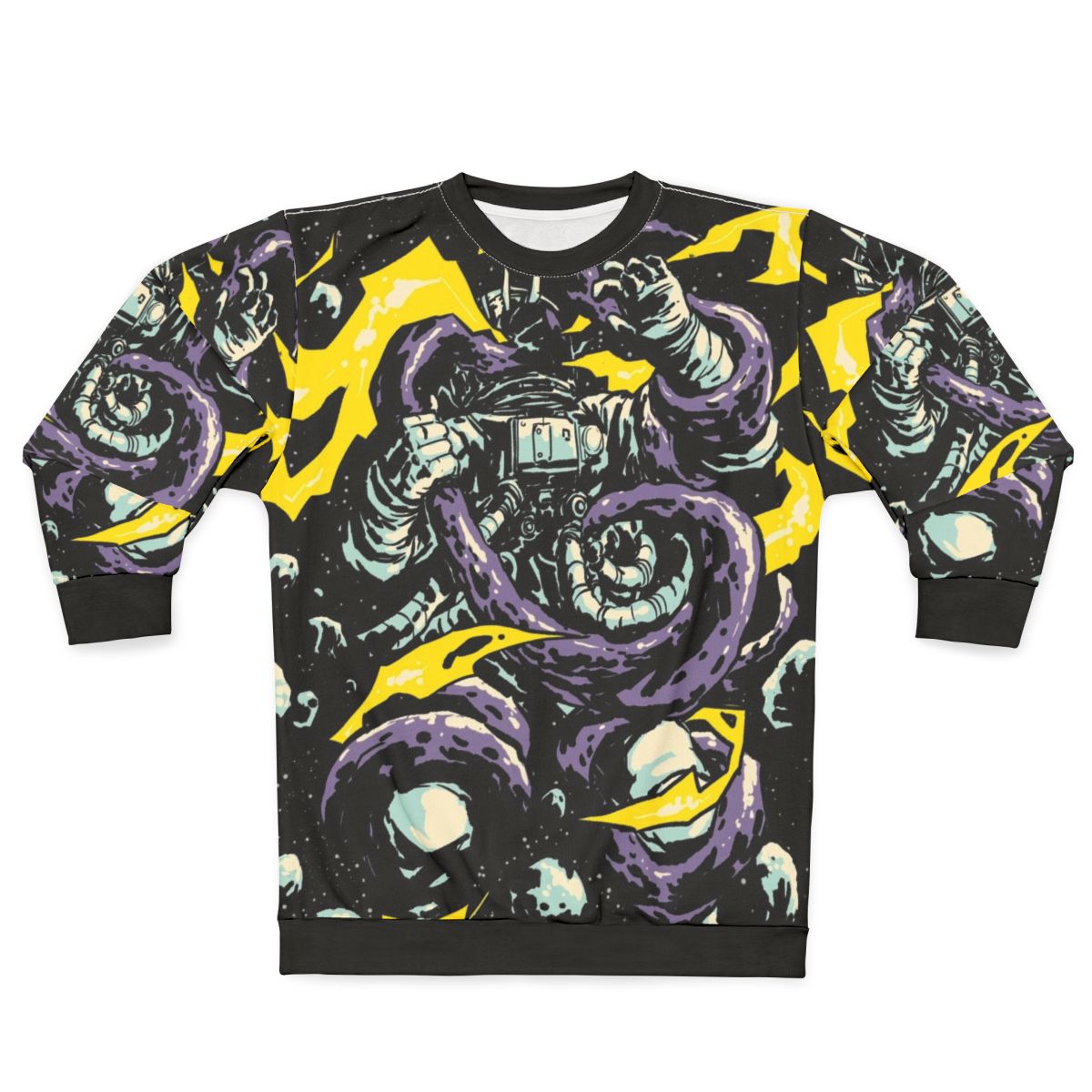 Intergalactic Space Trap Sweatshirt - Cosmic Clash of Astronaut vs. Alien