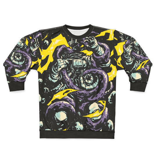Intergalactic Space Trap Sweatshirt - Cosmic Clash of Astronaut vs. Alien