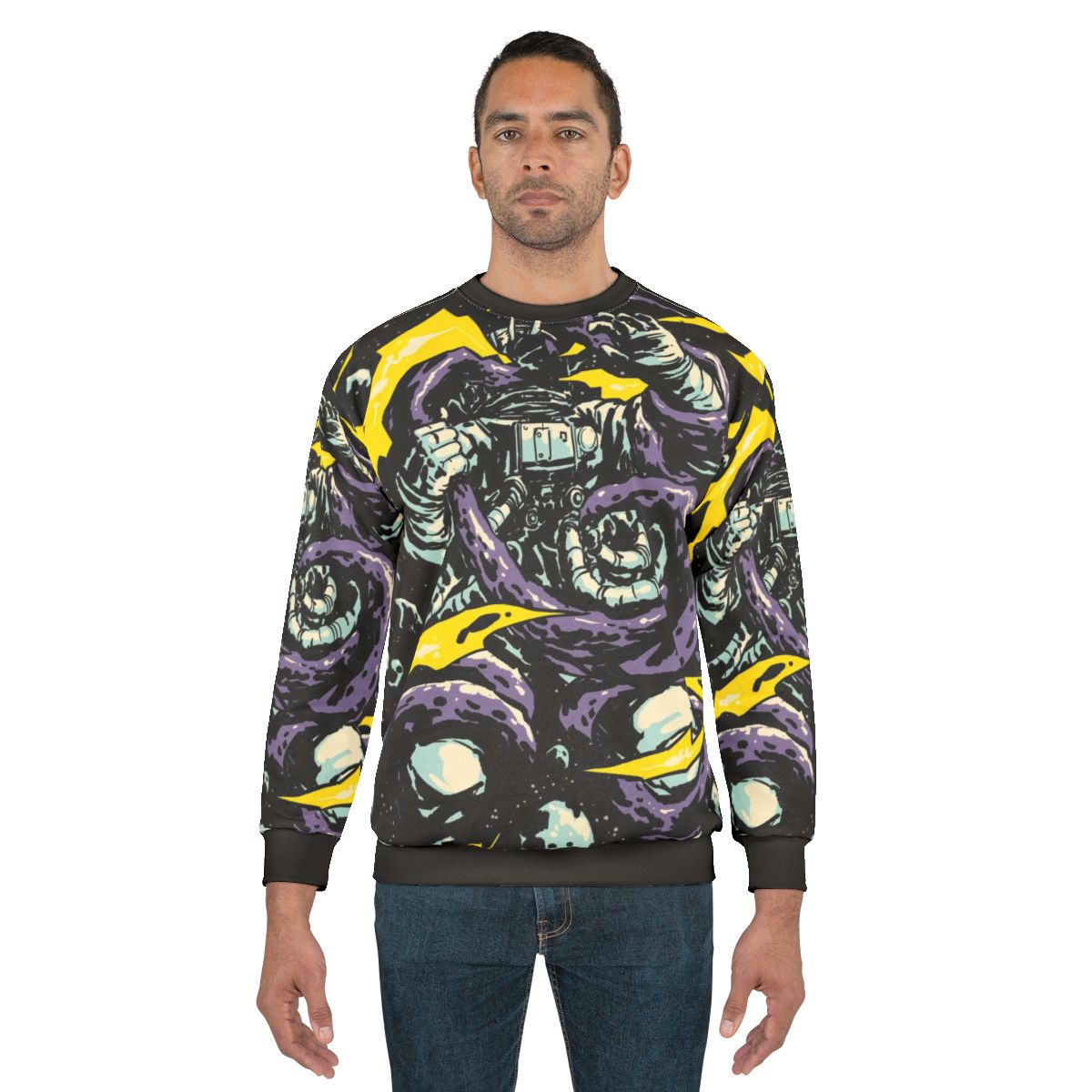 Intergalactic Space Trap Sweatshirt - Cosmic Clash of Astronaut vs. Alien