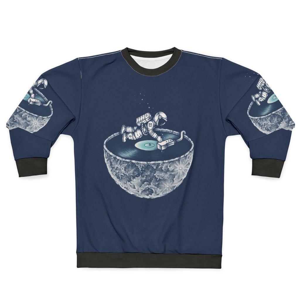 Cosmic Space Tune Sweatshirt with Astronaut and Vinyl Music