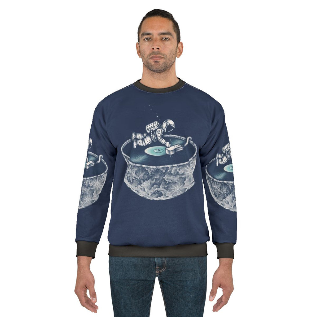 Cosmic Space Tune Sweatshirt with Astronaut and Vinyl Music