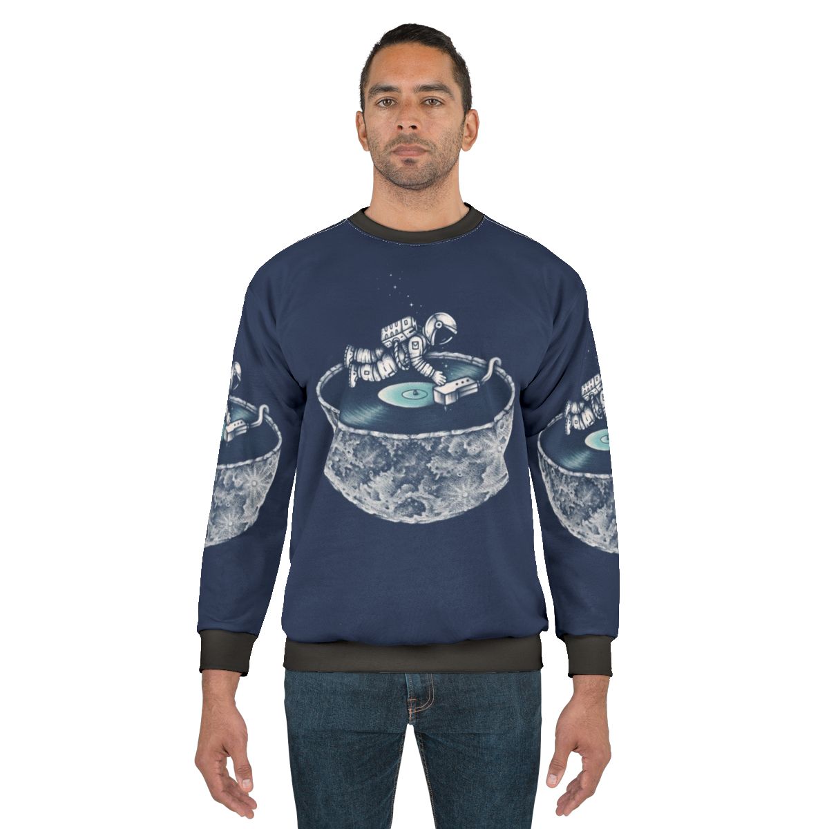 Cosmic Space Tune Sweatshirt with Astronaut and Vinyl Music