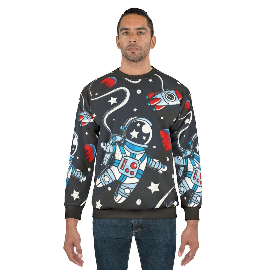 Space Walk Sweatshirt featuring a retro astronaut design