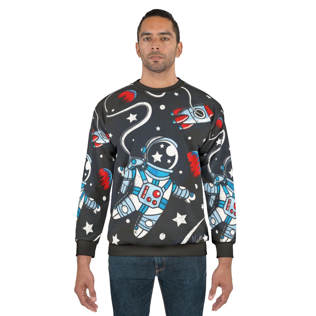 Space Walk Sweatshirt featuring a retro astronaut design