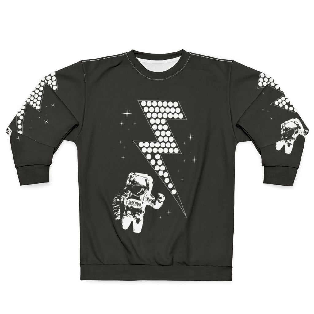 Spaceman Sweatshirt with Lightning Bolt and Star Design