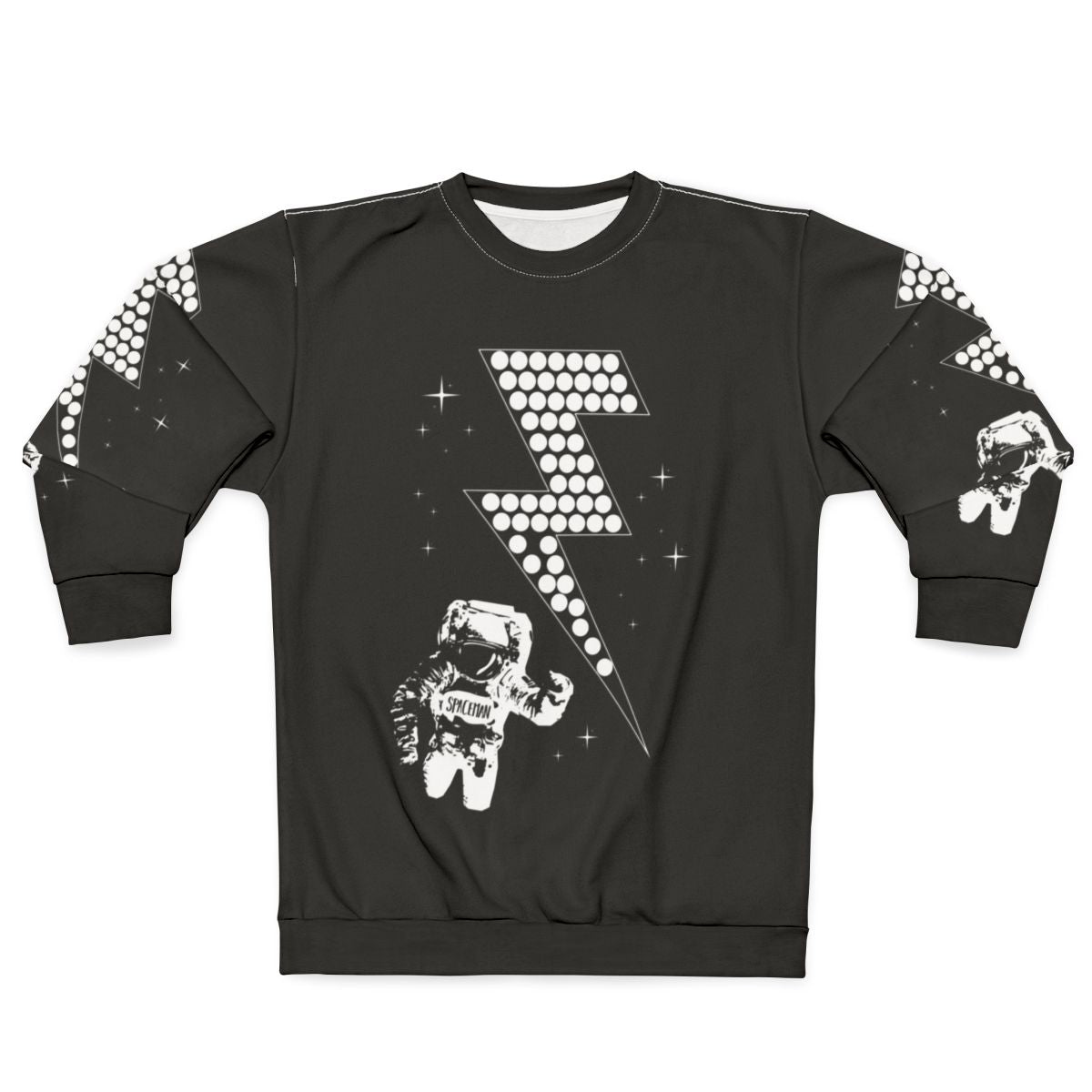 Spaceman Sweatshirt with Lightning Bolt and Star Design