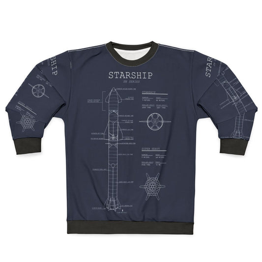 SpaceX Starship Superheavy Blueprint Sweatshirt Design