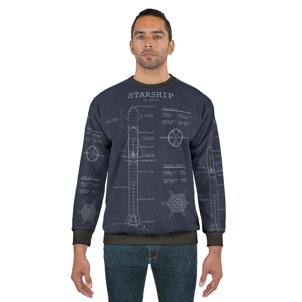 SpaceX Starship Superheavy Blueprint Sweatshirt Design