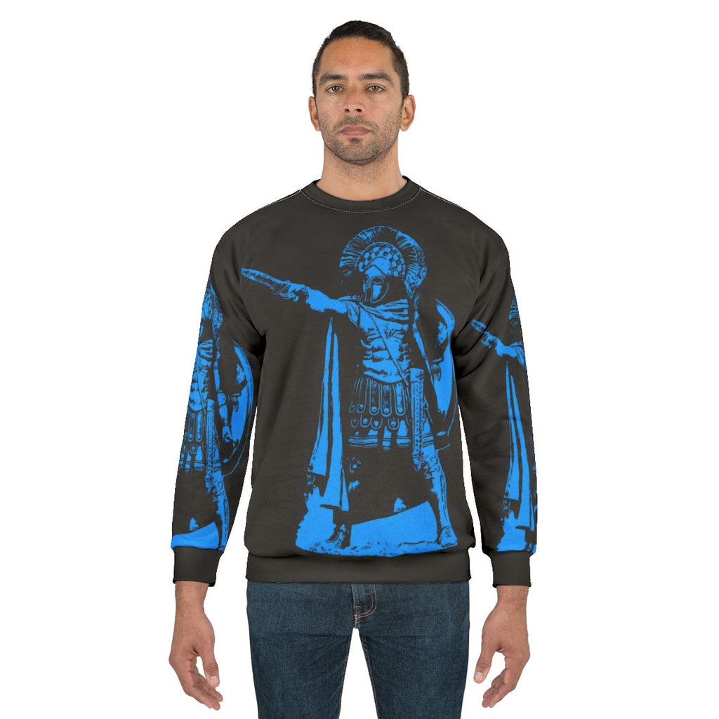 Spartan warrior wearing ancient Greek hoplite armor