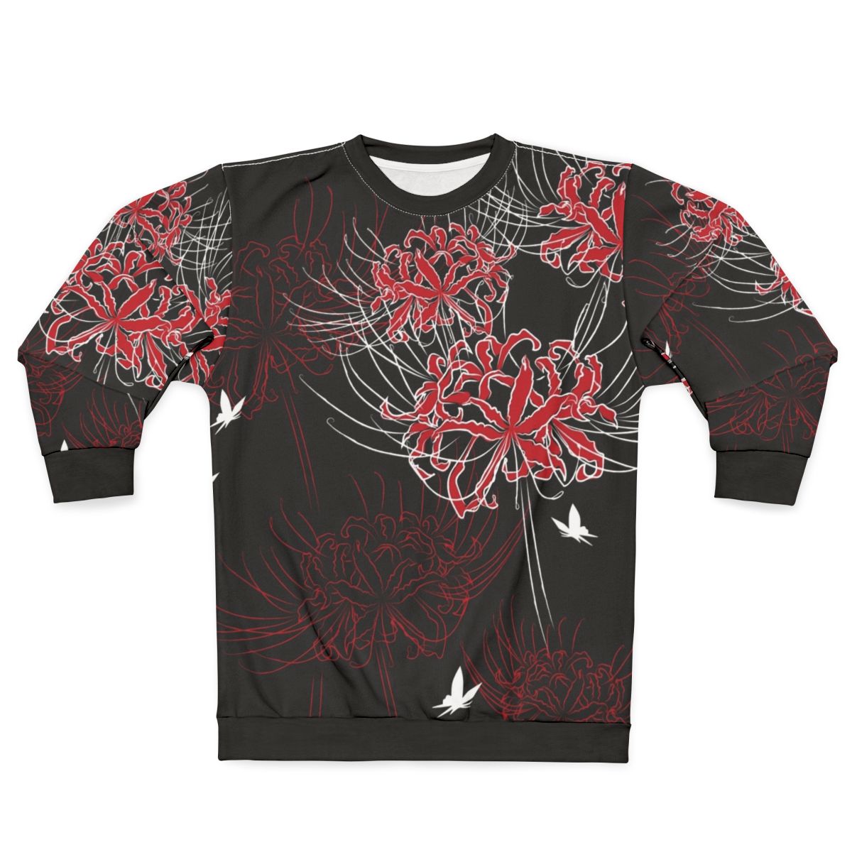 Vintage spider lily and butterfly Japanese floral pattern sweatshirt