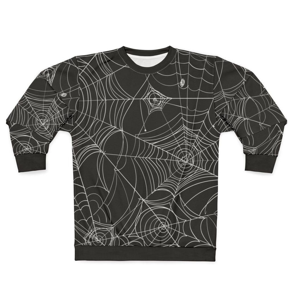 Spider web sweatshirt with creepy, spooky design