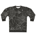 Spider web sweatshirt with creepy, spooky design