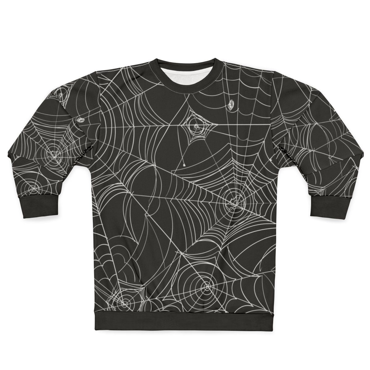 Spider web sweatshirt with creepy, spooky design