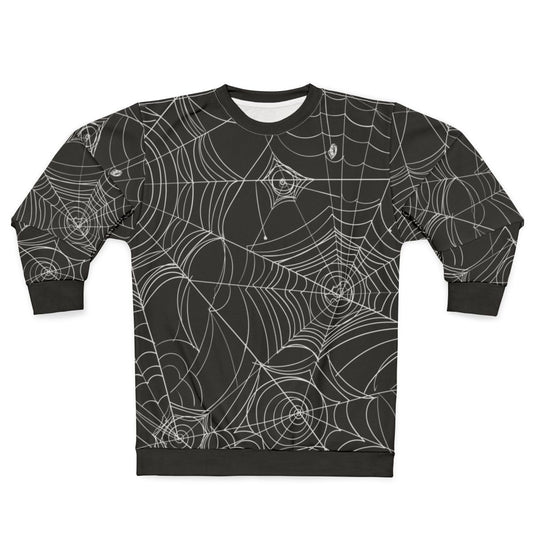 Spider web sweatshirt with creepy, spooky design