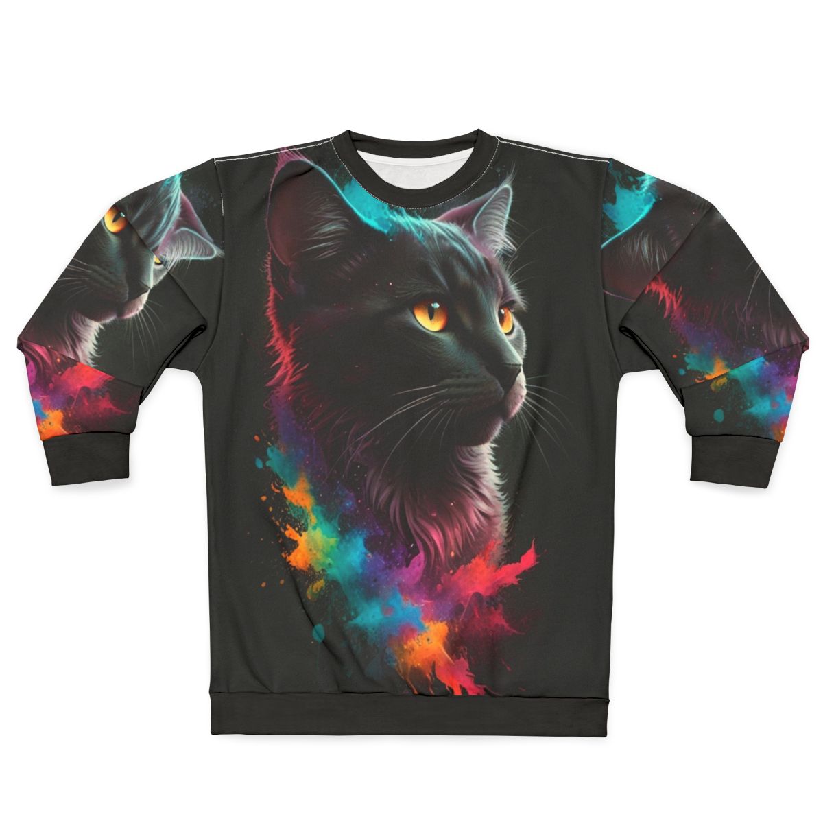 Splash cat neon print cozy sweatshirt