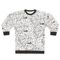 Splatoon-themed sweatshirt with characters and ink splatter design