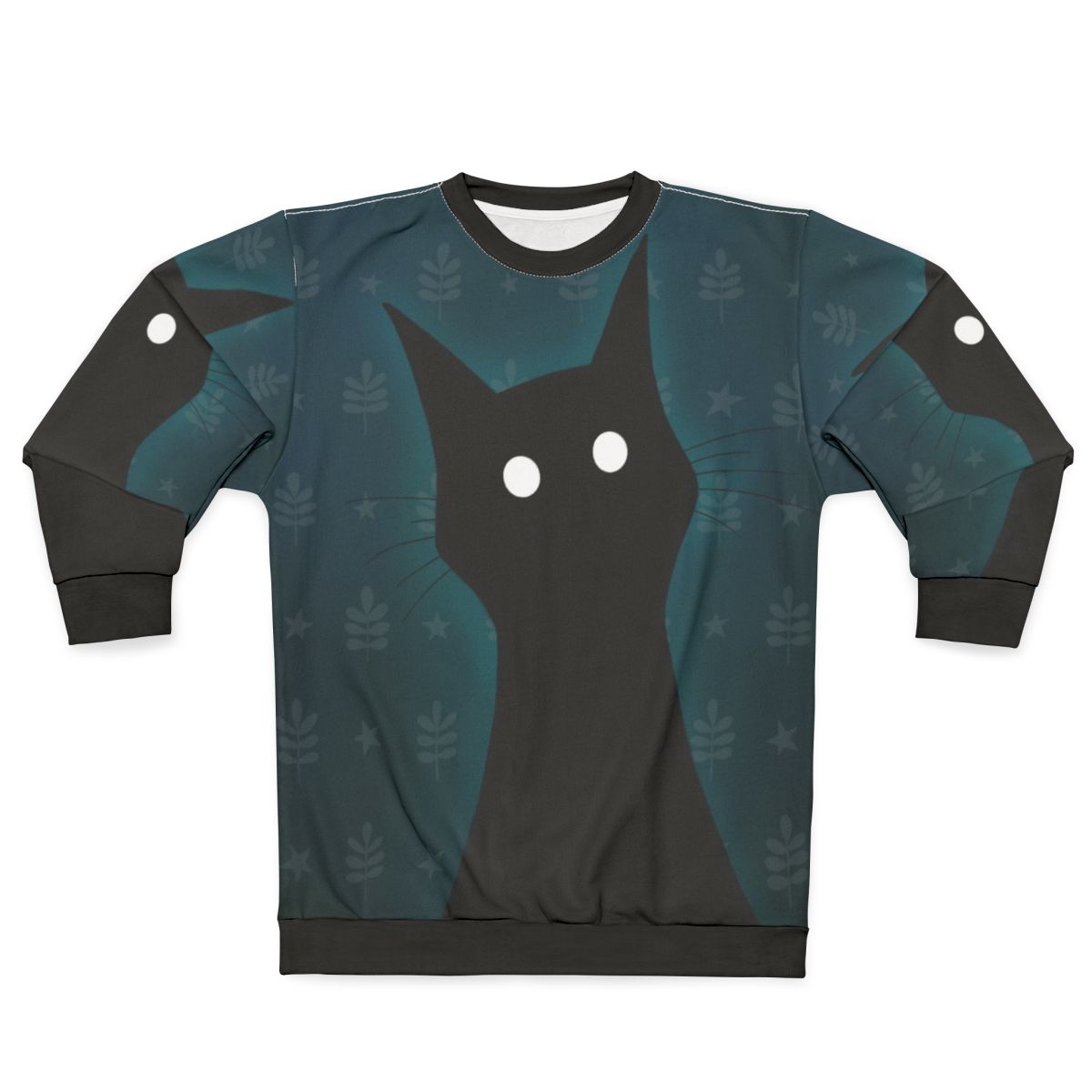 Spooky black cat sweatshirt with illustration