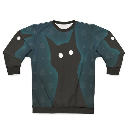 Spooky black cat sweatshirt with illustration