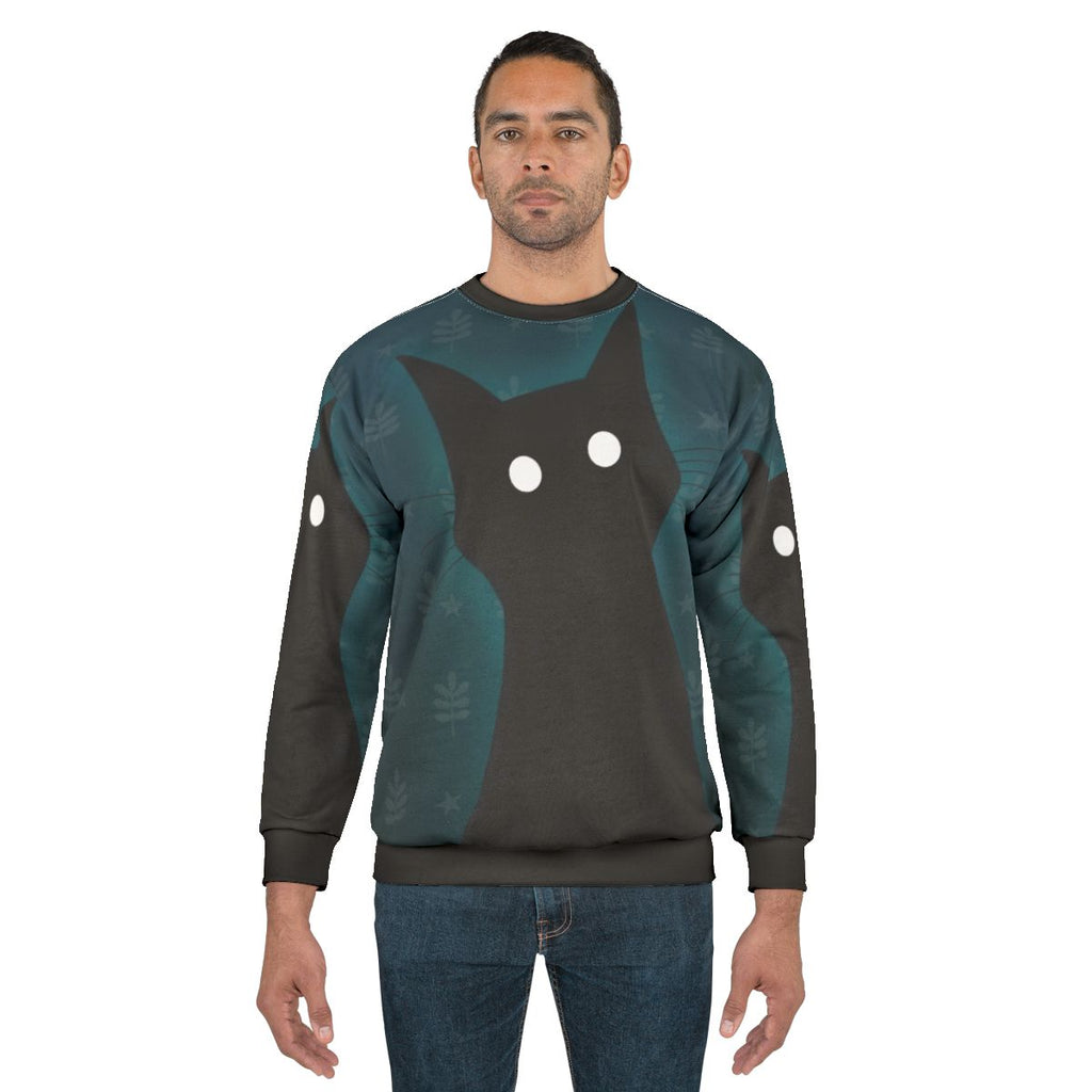 Spooky black cat sweatshirt with illustration